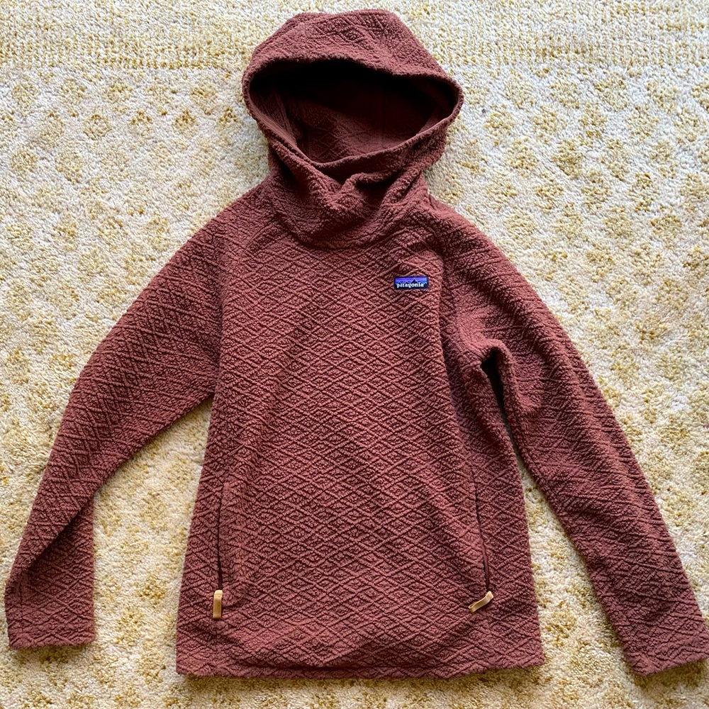 P atagonia Diamond Capra Fleece Hoodie, Size Small, Moccasin Brown, 2 Pockets